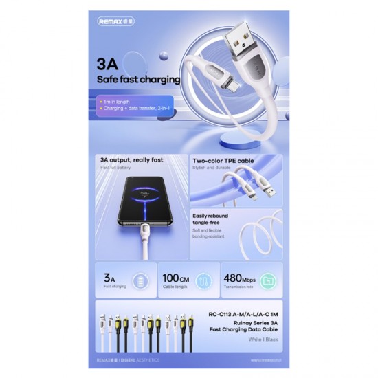 Cablu de date / incarcare rapida Remax C113 A-C