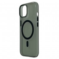 Husa spate Berlia Glaze Magsafe pentru iPhone 15 - Transparent/Negru