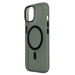 Husa spate Berlia Glaze Magsafe pentru iPhone 15 - Transparent/Negru