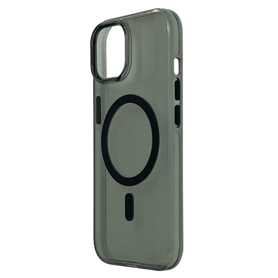 Husa spate Berlia Glaze Magsafe pentru iPhone 15 - Transparent/Negru