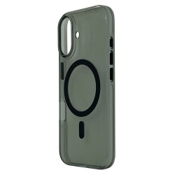 Husa spate Berlia Glaze Magsafe pentru iPhone 16 - Transparent/Negru