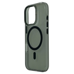 Husa spate Berlia Glaze Magsafe pentru iPhone 16 Pro - Transparent/Negru