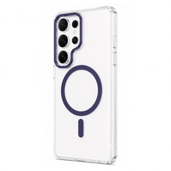 Husa spate pentru Samsung Galaxy S25 Ultra Berlia Sheen Magsafe - Transparent/Mov