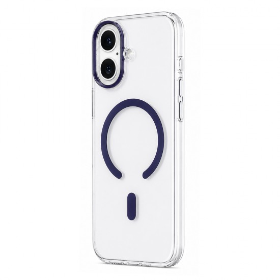 Husa spate pentru iPhone 17 Berlia Sheen Magsafe - Transparent/Mov