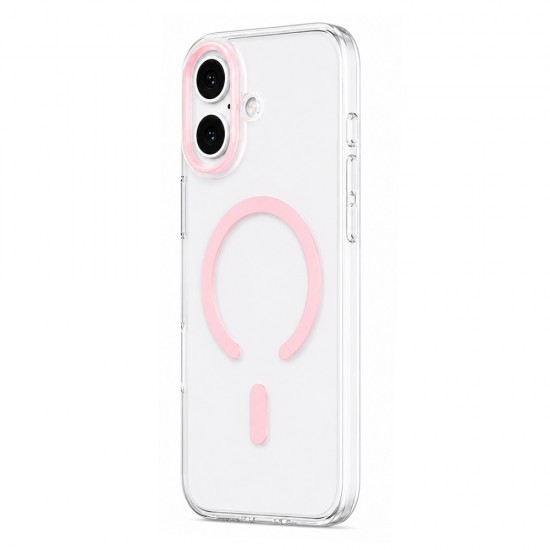Husa spate pentru iPhone 17 Berlia Sheen Magsafe - Transparent/Roz