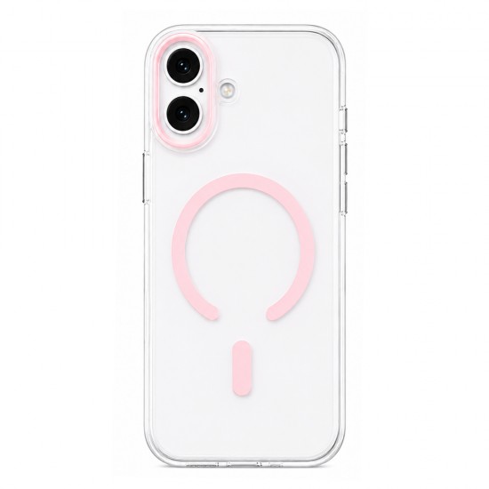 Husa spate pentru iPhone 17 Berlia Sheen Magsafe - Transparent/Roz