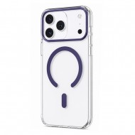 Husa spate pentru iPhone 17 Pro Max Berlia Sheen Magsafe - Transparent/Mov