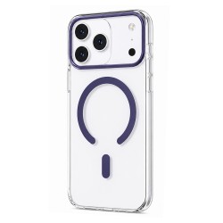Husa spate pentru iPhone 17 Pro Max Berlia Sheen Magsafe - Transparent/Mov