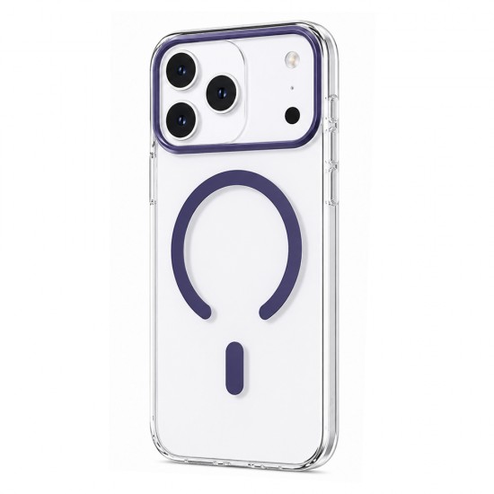 Husa spate pentru iPhone 17 Pro Max Berlia Sheen Magsafe - Transparent/Mov
