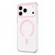 Husa spate pentru iPhone 17 Pro Max Berlia Sheen Magsafe - Transparent/Roz