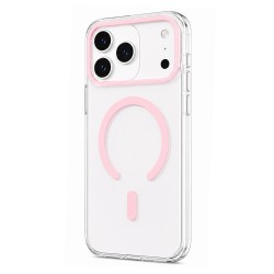 Husa spate pentru iPhone 17 Pro Max Berlia Sheen Magsafe - Transparent/Roz