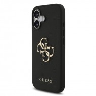 Husa spate pentru iPhone 16 Guess Metal Logo - Negru