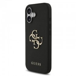 Husa spate pentru iPhone 16 Guess Metal Logo - Negru