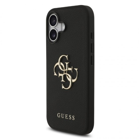 Husa spate pentru iPhone 16 Guess Metal Logo - Negru