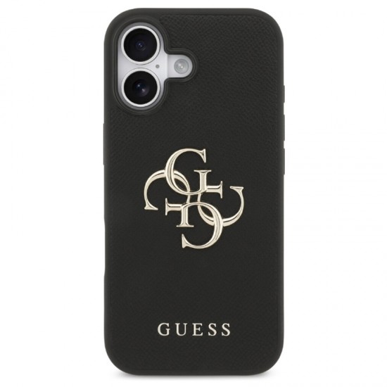 Husa spate pentru iPhone 16 Guess Metal Logo - Negru
