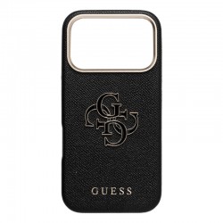 Husa spate pentru iPhone 17 Pro Max Guess Metal Logo - Negru