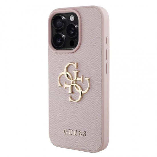Husa spate pentru iPhone 17 Pro Max Guess Metal Logo - Pink