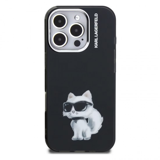 Husa spate pentru iPhone 16 Pro Max Karl Lagerfeld Aquarelle - Negru