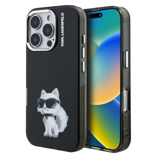 Husa spate pentru iPhone 16 Pro Max Karl Lagerfeld Aquarelle - Negru