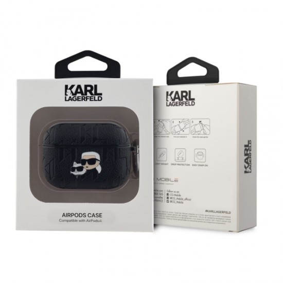Husa din silicon pentru AirPods 4 Karl Lagerfeld K&C - Negru