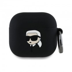 Husa din silicon pentru AirPods 4 Karl Lagerfeld 3D Logo NFT- Negru
