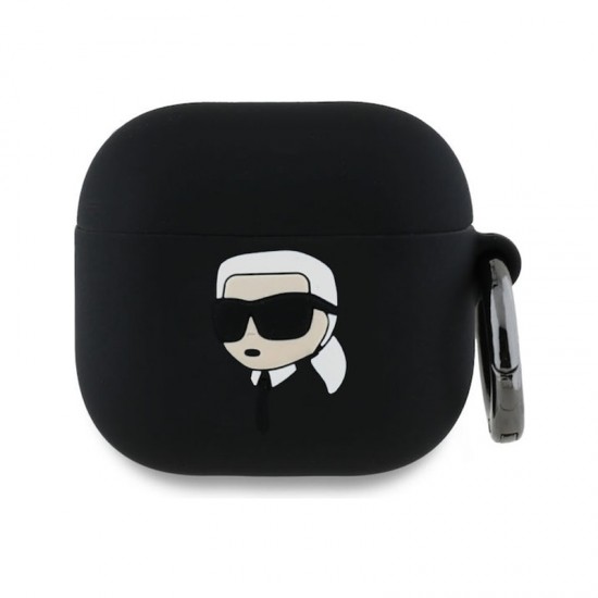 Husa din silicon pentru AirPods 4 Karl Lagerfeld 3D Logo NFT- Negru