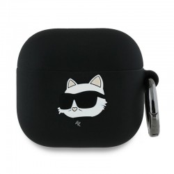 Husa din silicon pentru AirPods 4 Karl Lagerfeld 3D Logo NFT- Negru