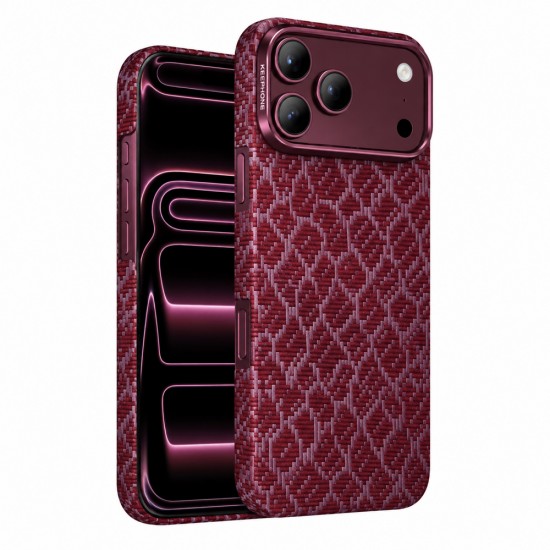 Husa spate pentru iPhone 17 Pro Max Keephone Kevilar Drakon Magsafe - Burgundy