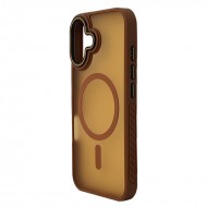 Husa spate pentru iPhone 16 Matte Case Magsafe - Semitransparent/Gold