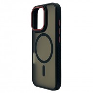 Husa spate pentru iPhone 16 Pro Matte Case Magsafe - Semitransparent/Black