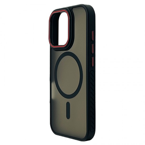 Husa spate pentru iPhone 16 Pro Matte Case Magsafe - Semitransparent/Black