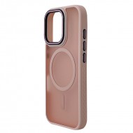 Husa spate pentru iPhone 16 Pro Matte Case Magsafe - Semitransparent/Rose