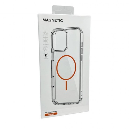 Husa spate pentru iPhone 17 Pro Max Clear Magsafe - Portocaliu