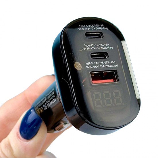 Incarcator auto universal REMAX RC351  - 2 x USB-C, 1x USB-A