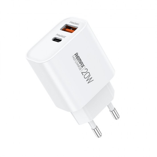 Incarcator Remax U120 20W Type-C Plus USB-A - Alb
