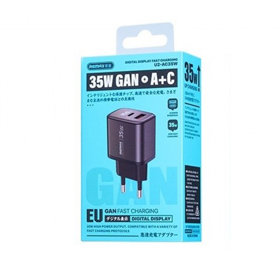Incarcator Remax U2-AC 35W Type-C Plus USB-A - Negru