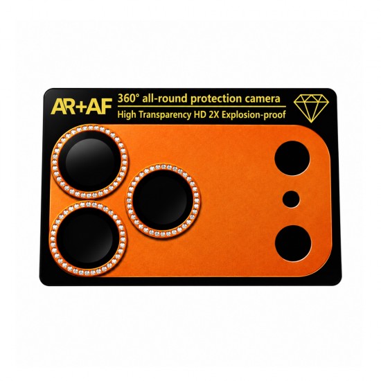 Protectie camera full diamond pentru iPhone 17 Pro - Portocaliu