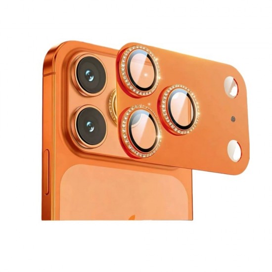 Protectie camera full diamond pentru iPhone 17 Pro Max - Orange