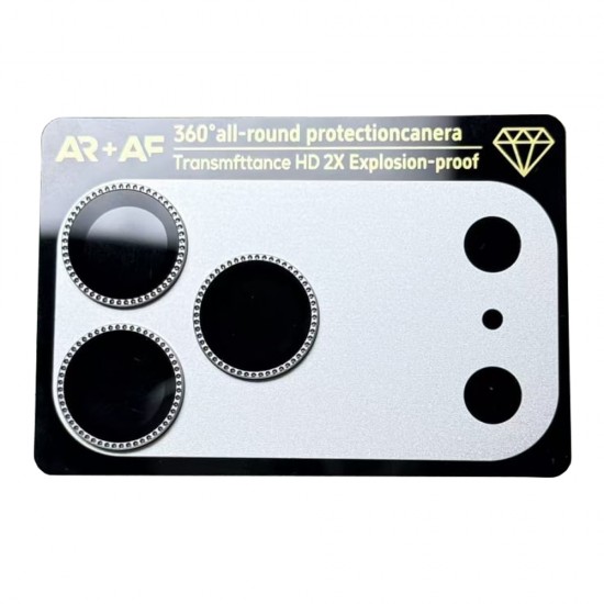 Protectie camera full diamond pentru iPhone 17 Pro Max - Silver