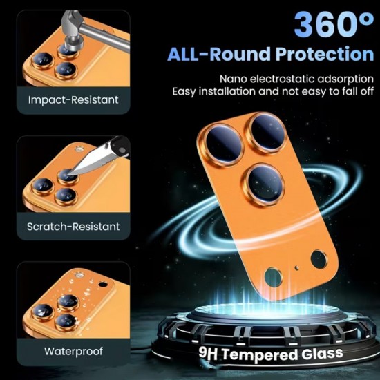 Protectie camera full pentru iPhone 17 Pro Max - Orange