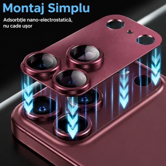 Protectie camera full pentru iPhone 18 Pro - Burgundy