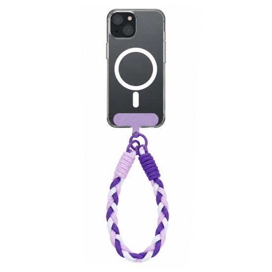 Snur de mana scurt pentru telefon, tip bratara - Mov/Alb