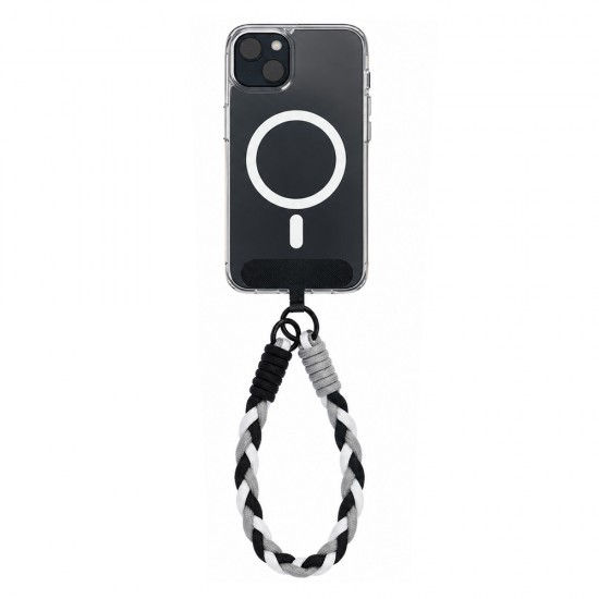 Snur de mana scurt pentru telefon, tip bratara - Negru/Alb