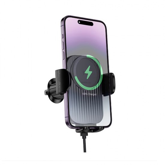 Suport auto magnetic, grila ventilatie, pentru telefon cu incarcare Wireless - Borofone BH221