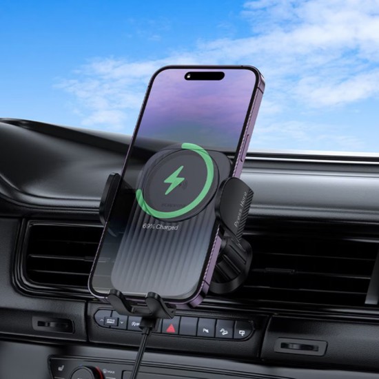 Suport auto magnetic, grila ventilatie, pentru telefon cu incarcare Wireless - Borofone BH221