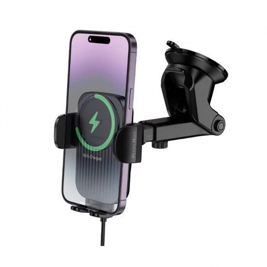 Suport auto magnetic, grila ventilatie, pentru telefon cu incarcare Wireless - Borofone BH222