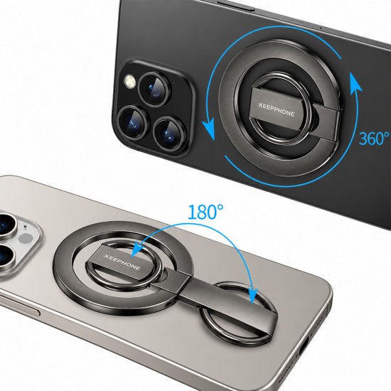 Suport magnetic pentru telefon cu inel, Keephone Magclasp - Gri