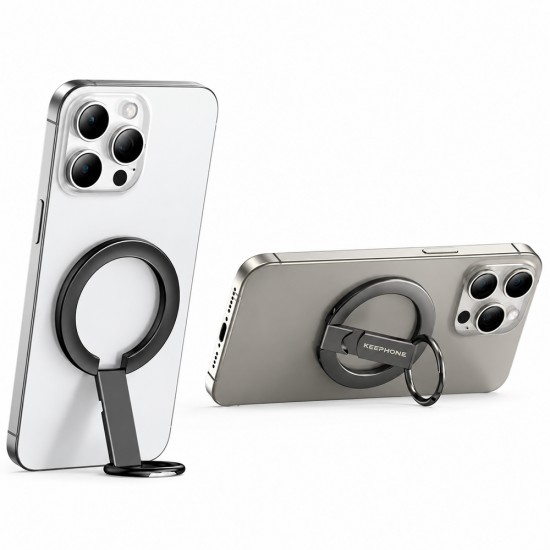 Suport magnetic pentru telefon cu inel, Keephone Magclasp - Gri