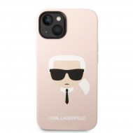 Husa spate pentru iPhone 13 - Iconic Silicon Karl Lagerfeld Roz