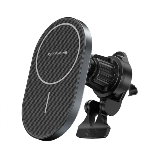 Suport auto magnetic, cu prindere in ventilatie si ventuza pentru parbriz, pentru telefon cu incarcare Wireless - KEEPHONE Kevlar Seanova